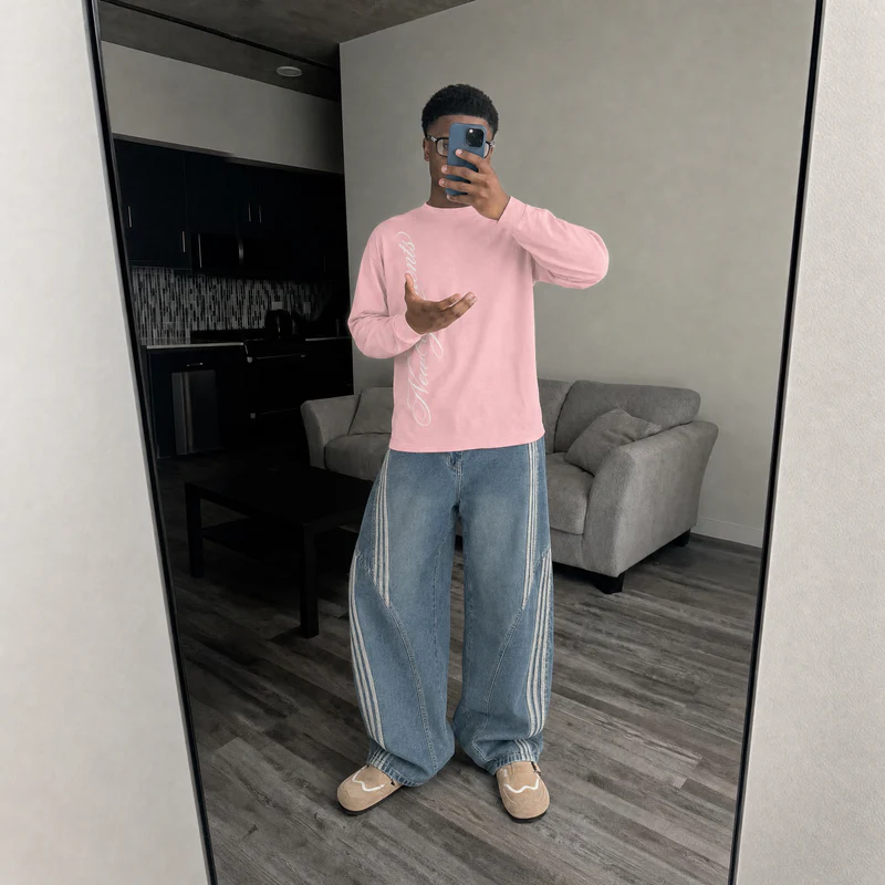 Vertical Signature Longsleeve in Ash Pink mirror fit